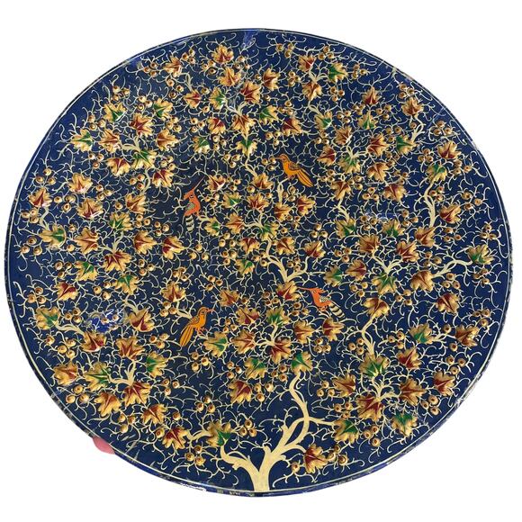 Vintage Paper Mache Hand Painted Kashmir? Wall Plate Lacquer Tree of Life READ - Picture 1 of 16